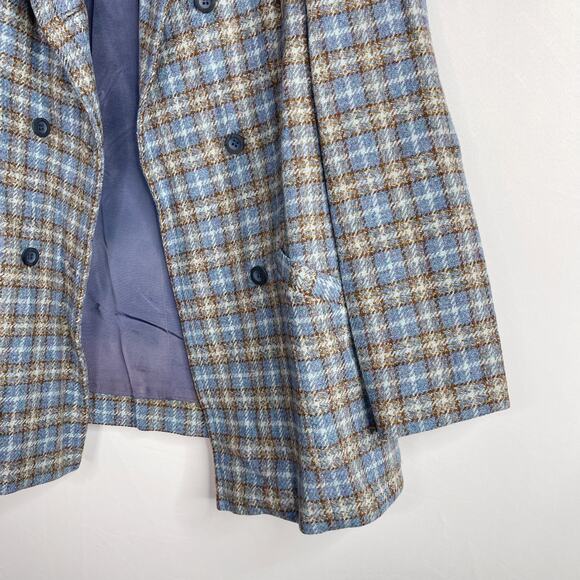 Vintage Pendleton Womens 12 Blue Brown Plaid Blazer Jacket Pure Virgin Wool - Picture 3 of 9